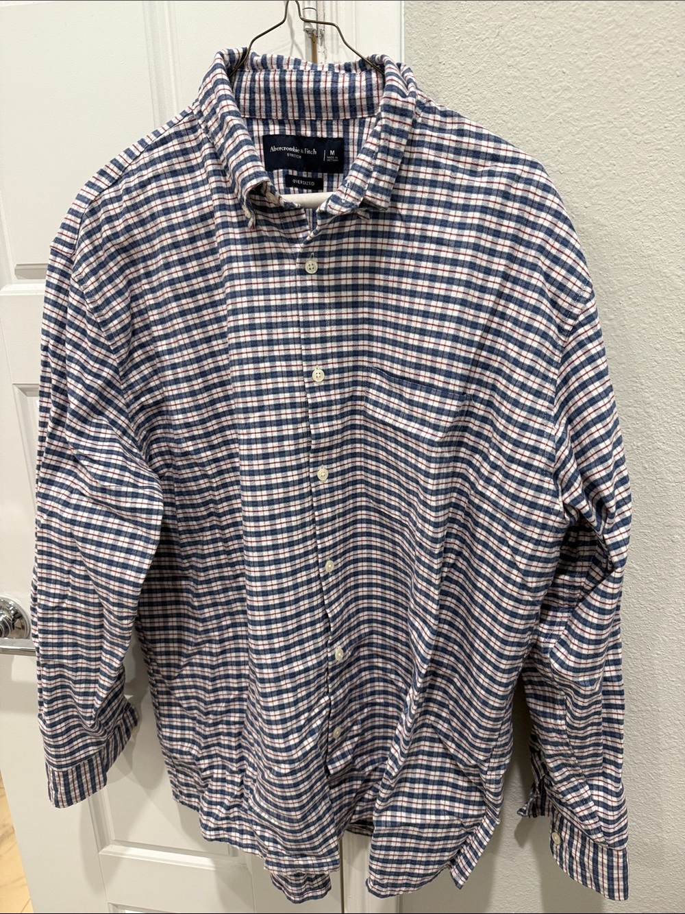 Abercrombie & Fitch Navy and White Checked Button-Down Shirt